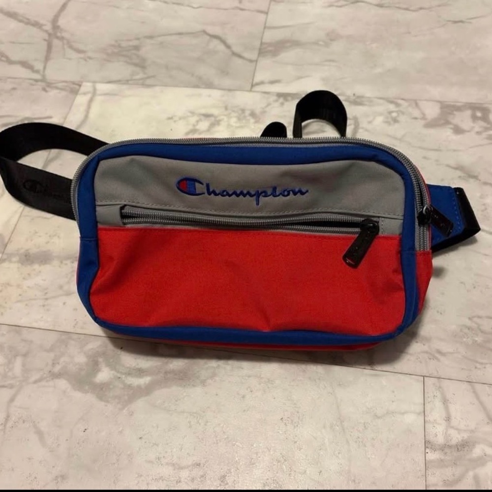 Champion Red and Gray Belt Bag with Blue Trim
